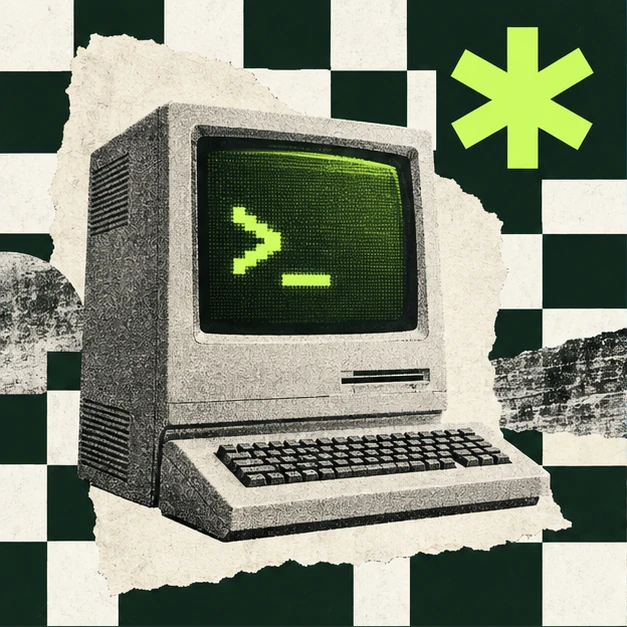 Editorial collage of a computer terminal