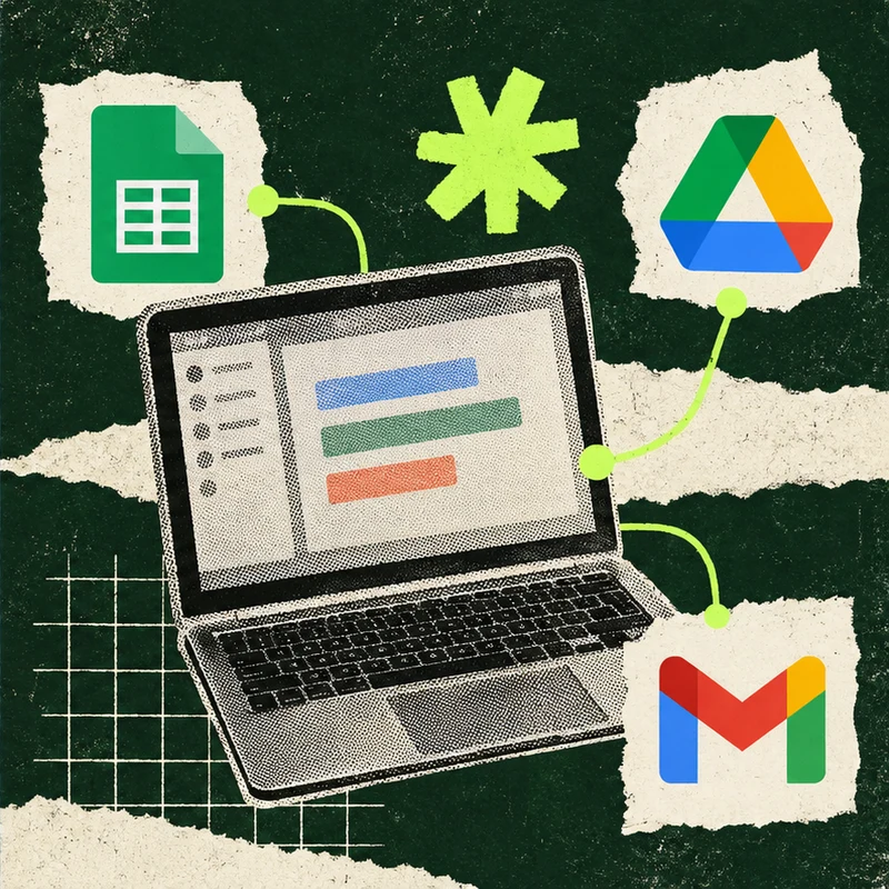 Google Apps connected to a laptop